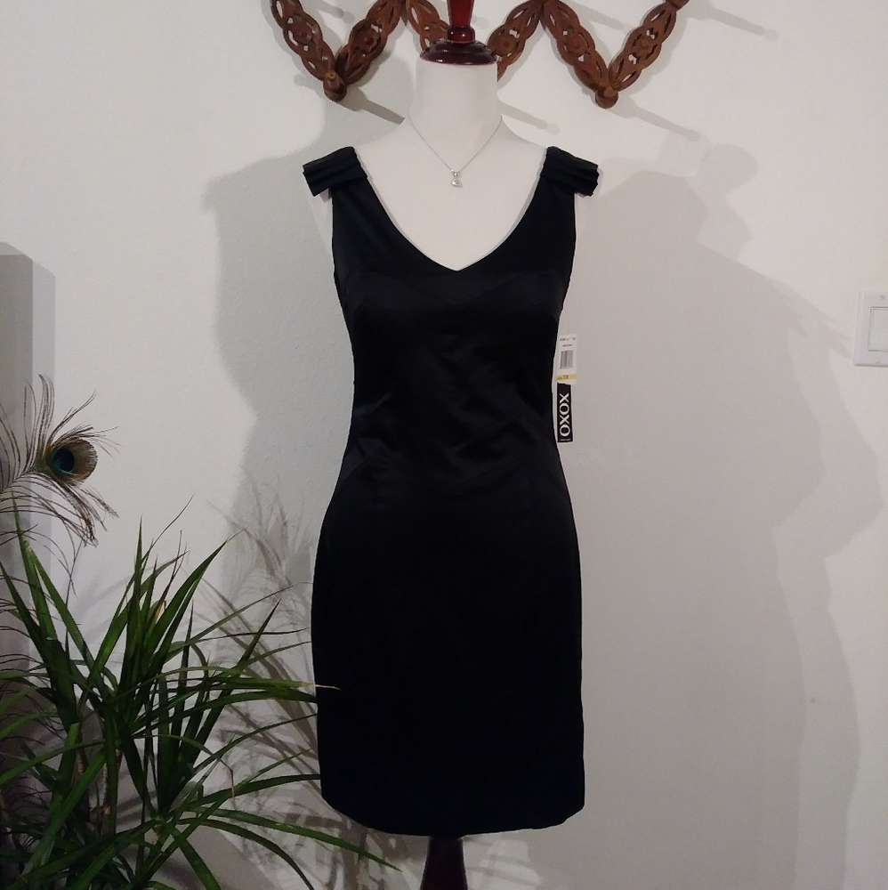 Ruffled Black Satin Dress